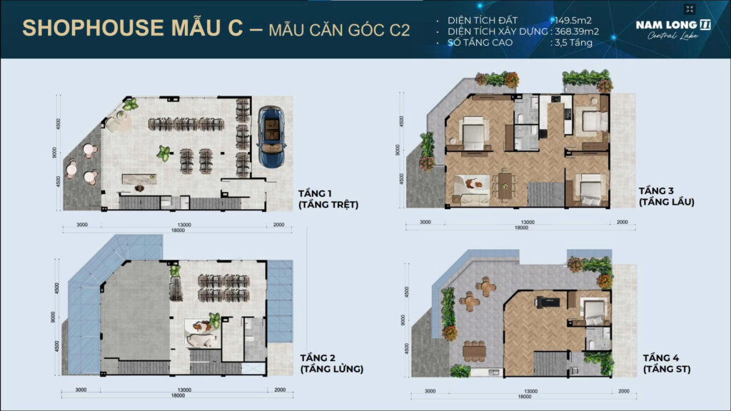 shophouse mẫu C mẫu căn giữa c2 phối căn