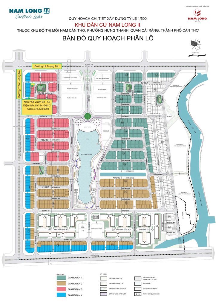 vị trí nền b1 -53 trên bản đồ quy hoạch nam long 2 cần thơ