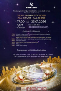 Nam Long trân trọng tổ chức Year End Party 2025 – ALL STARS, ALL SHINE, sự kiện tri ân và vinh danh những cá nhân, tập thể xuất sắc đã đồng hành và tạo nên dấu ấn nổi bật trong suốt hành trình phát triển năm 2025.
