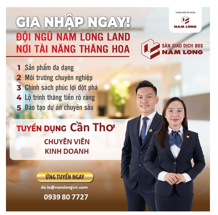TUYỂN DỤNG CHUYÊN VIÊN KINH DOANH BẤT ĐỘNG SẢN – LÀM VIỆC TẠI TP. Cần Thơ