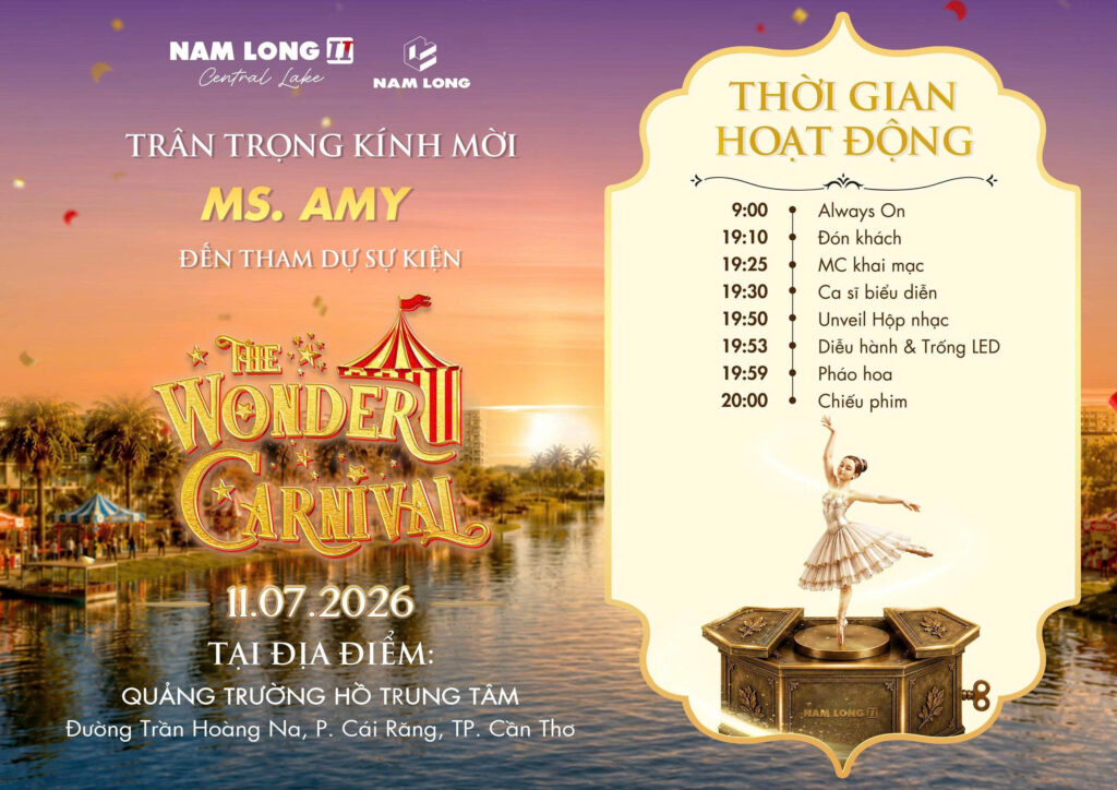 Hội hè Full Mood Cần Thơ Full Mode 2026: The Wonder Carnival bùng nổ tại Nam Long II Central Lake