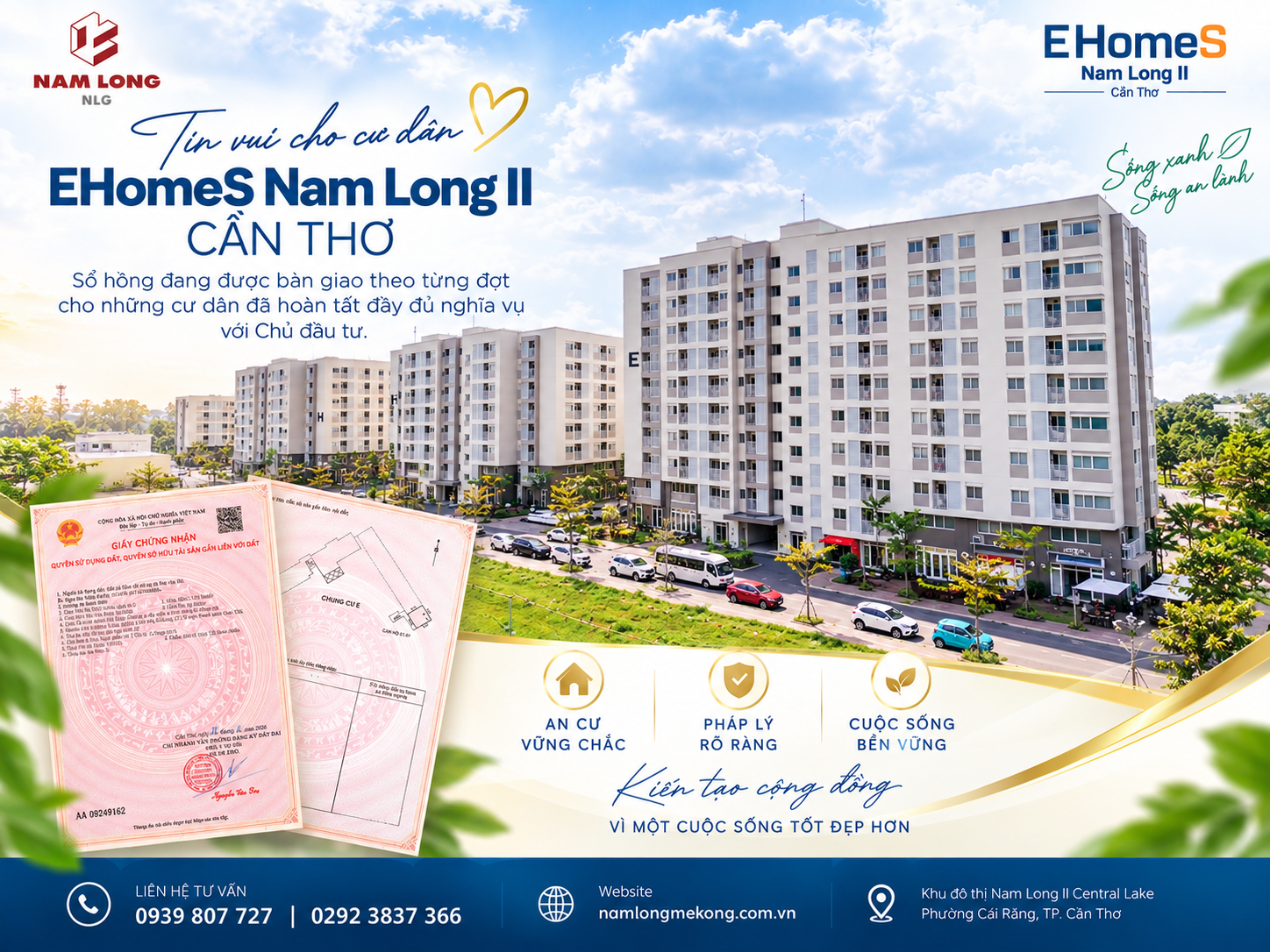 Sổ hồng EHomeS Nam Long II Cần Thơ bàn giao cho cư dân